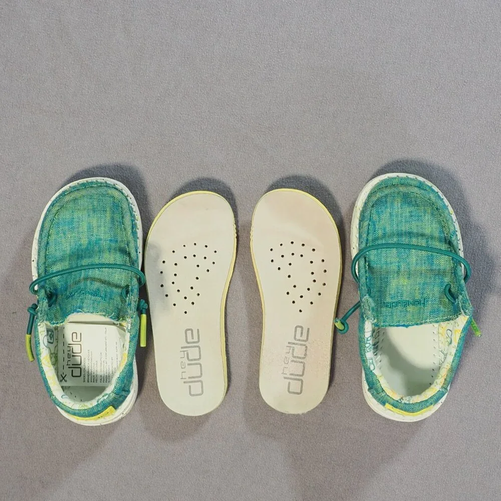 Hey Dude Wally Toddler Shoes Kids 7 Chambray Gamer Green Slip On Youth Boy Girl